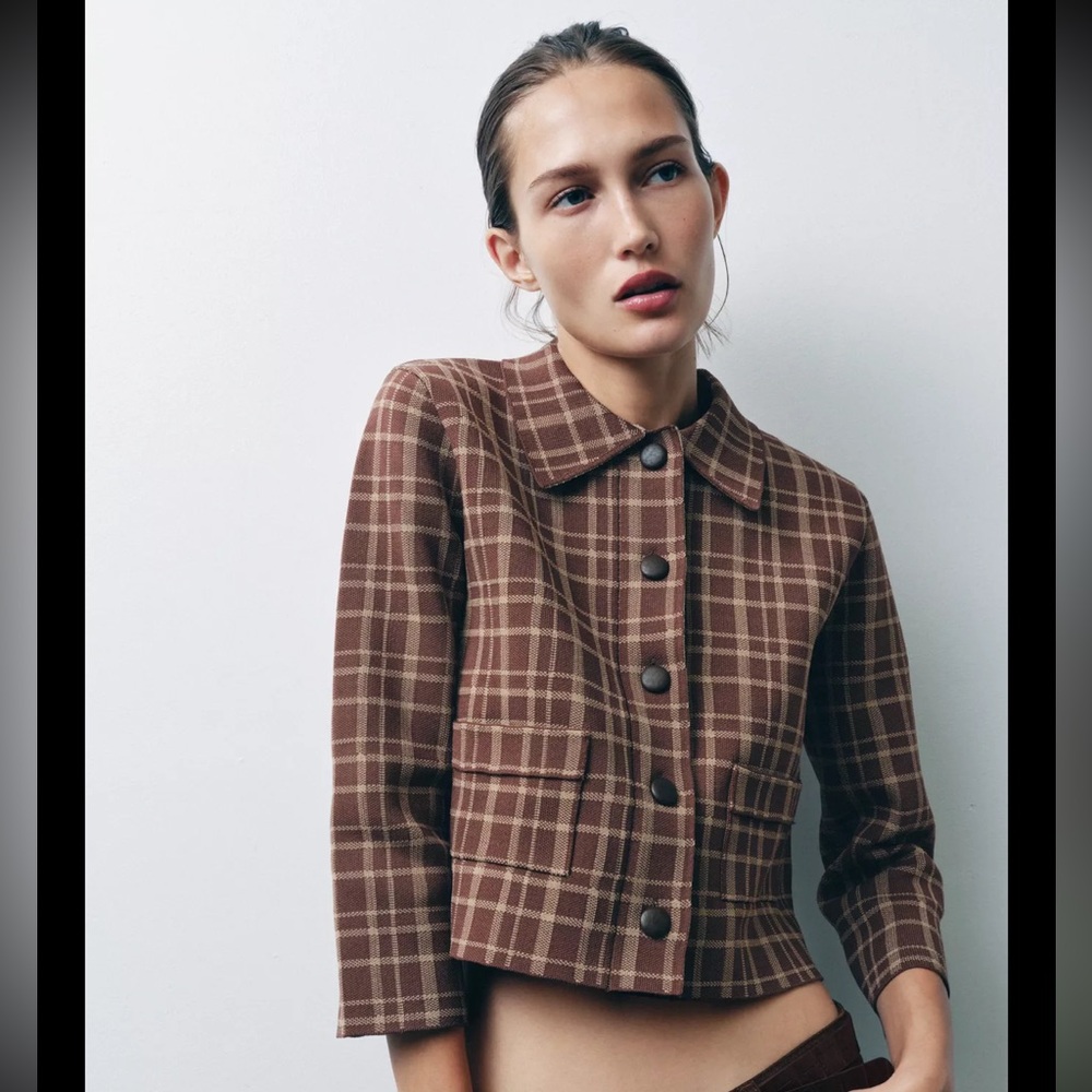 Plaid Brown Women's cardigan